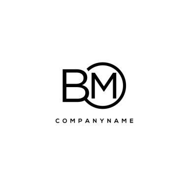 Çember Şablon Vektörlü Bm Başlangıç Harfi Logosu.