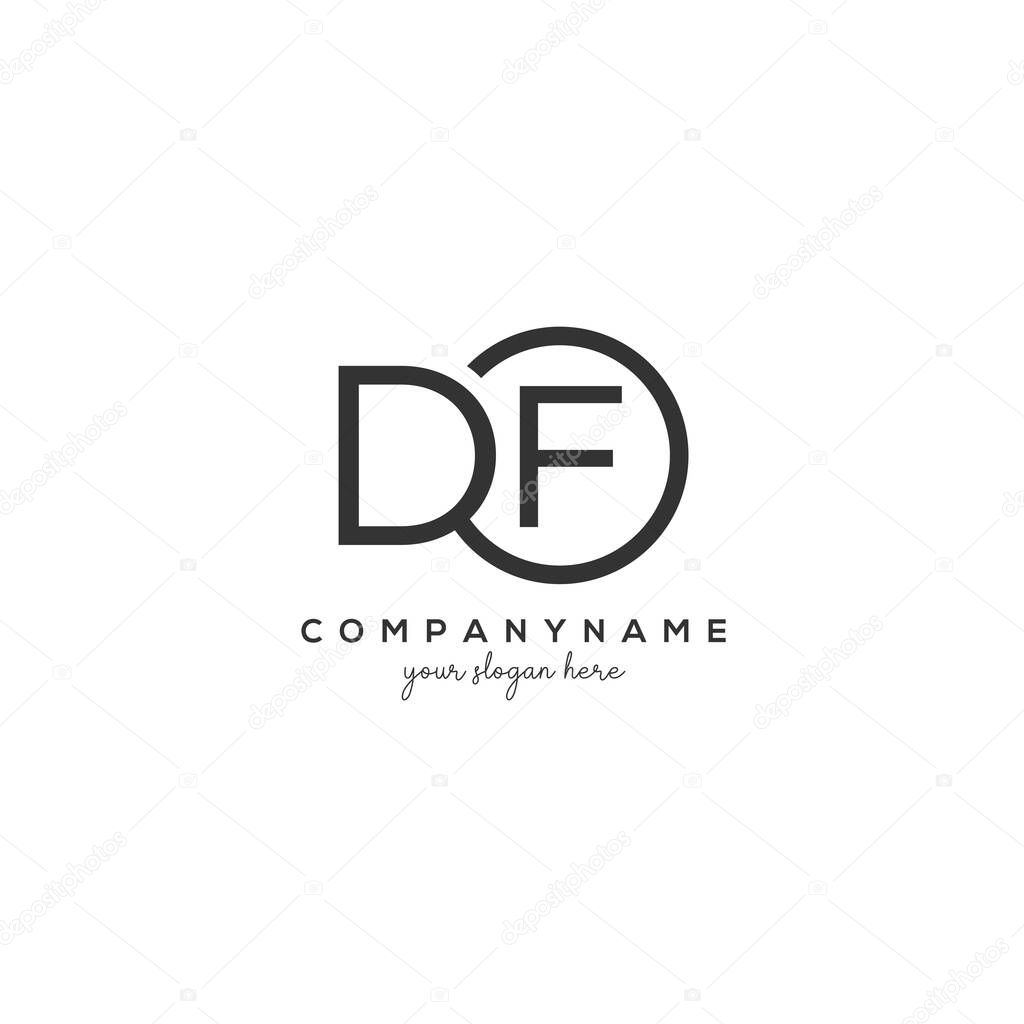 DF Initial Letter Logo With circle Template Vector.
