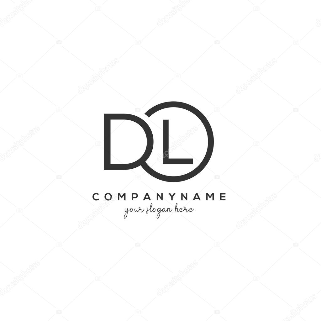 DL Initial Letter Logo With circle Template Vector.