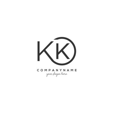 KK Başlangıç Harfi Logosu Çember Şablonu Vektörü.