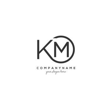 Çember Şablon Vektörlü KM Başlangıç Harfi Logosu.