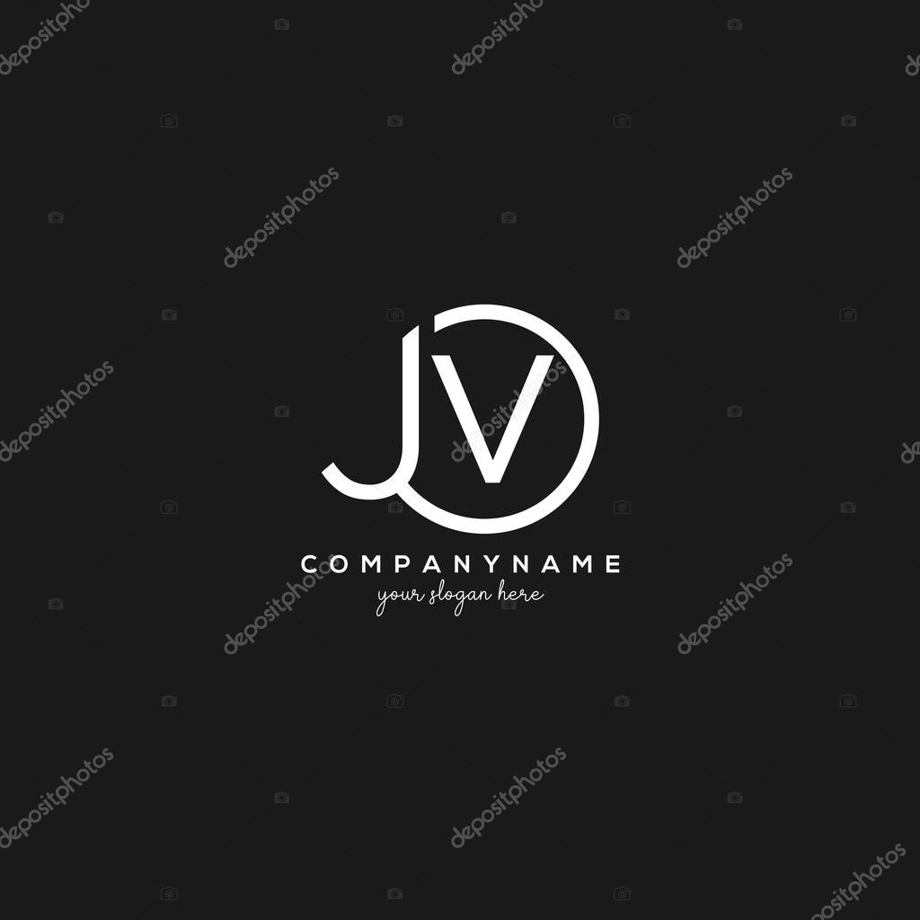 JV Initial Letter Logo With circle Template Vector.