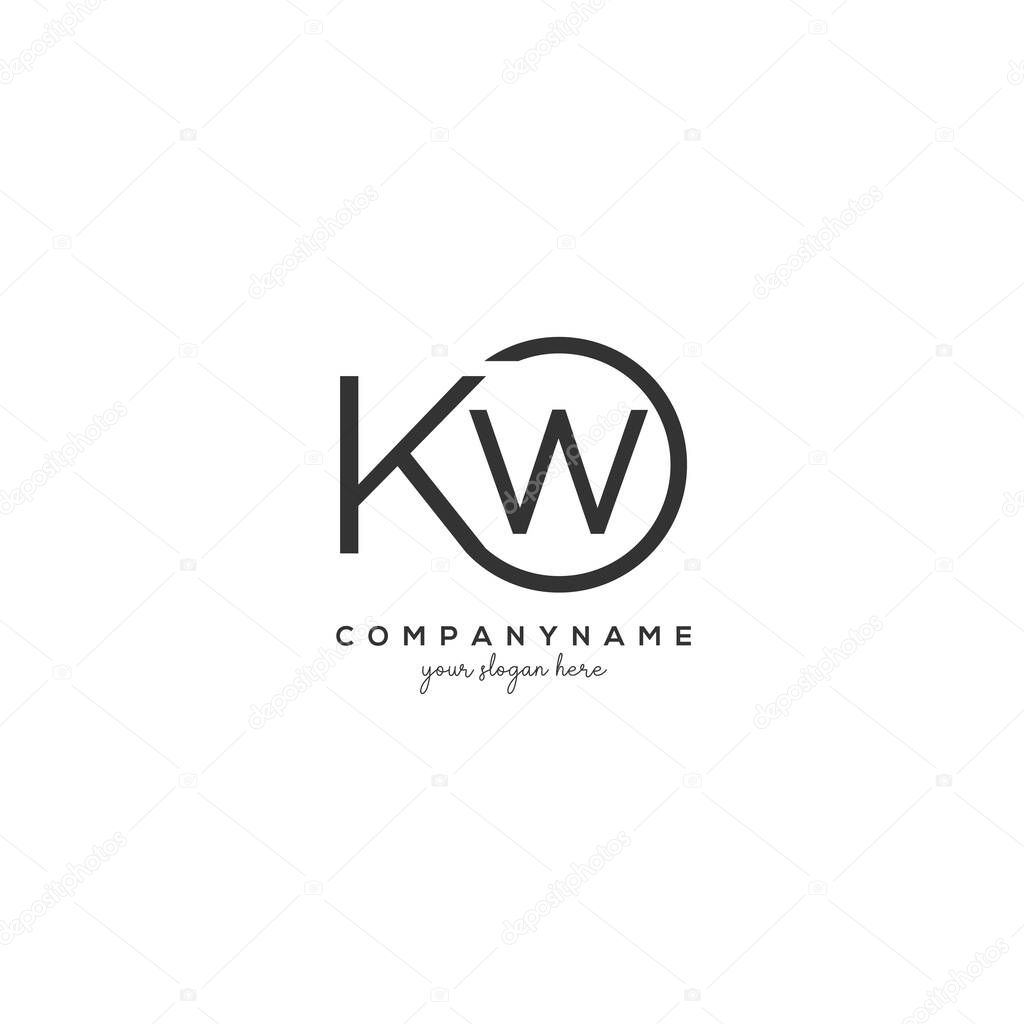 KW Initial Letter Logo With circle Template Vector.