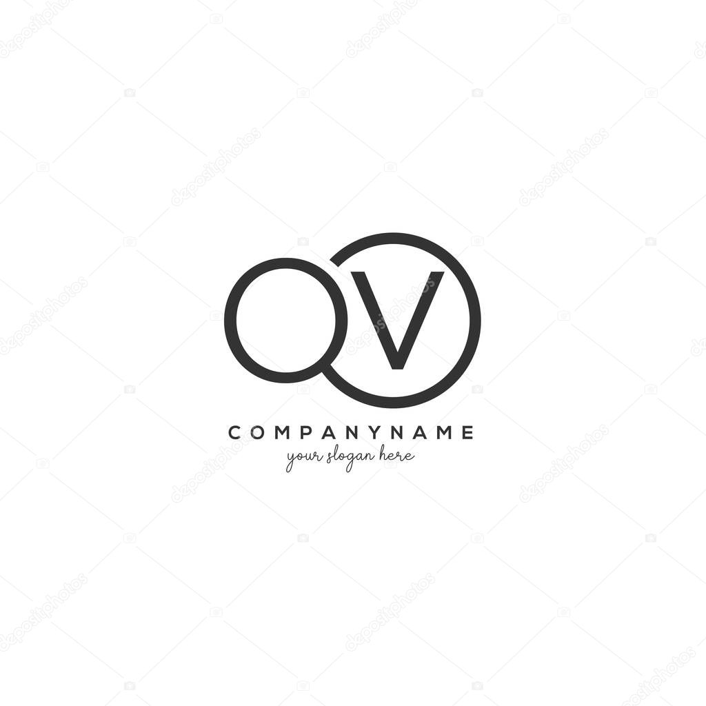 OV Initial Letter Logo With circle Template Vector.