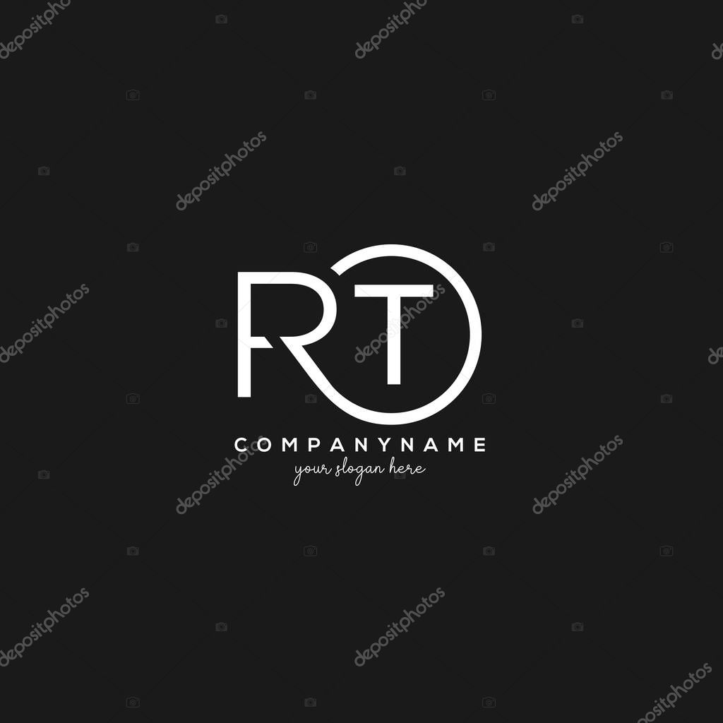 RT Initial Letter Logo With circle Template Vector.