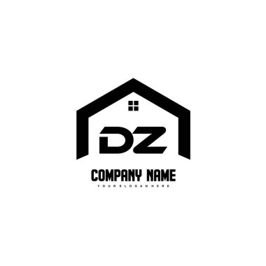 Dz Başlangıç Harfleri Logo tasarım vektörü inşaat, ev, gayrimenkul, bina, mülk