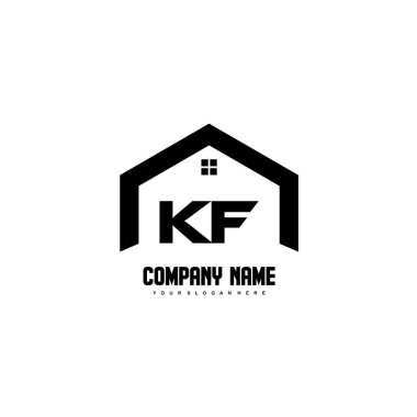 Kf Başlangıç Harfleri Logo tasarım vektörü inşaat, ev, gayrimenkul, bina, mülk