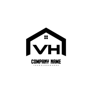 Vh Başlangıç Harfleri Logo tasarım vektörü inşaat, ev, gayrimenkul, bina, mülk