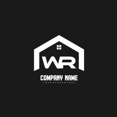 WR İlk Harfler Logo tasarım vektörü inşaat, ev, gayrimenkul, bina, mülk