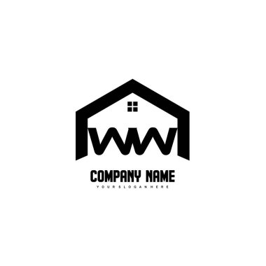 Ww Başlangıç Harfleri Logo tasarım vektörü inşaat, ev, emlak, bina, mülk