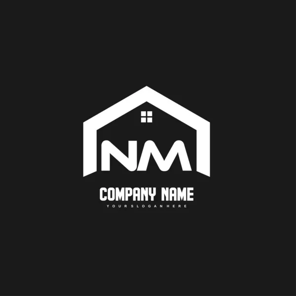 Nm建筑 房地产 地产的首字母标识设计矢量 — 图库矢量图片