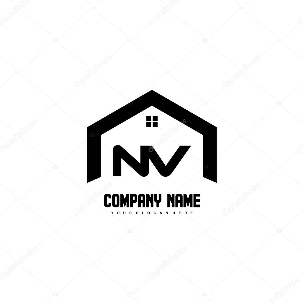 NV Initial Letters Logo design vector for construction, home, real estate, building, property
