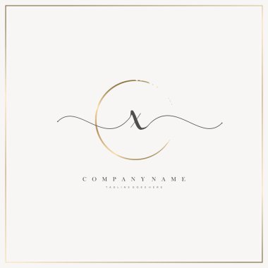 X İlk Mektup el yazısı logosu şablon vektörü, güzellik logosu, kozmetik, düğün, moda ve iş dünyası