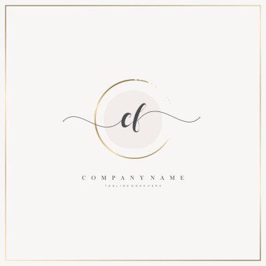 Cf İlk Mektup el yazısı logosu şablon vektörü, güzellik logosu, kozmetik, düğün, moda ve iş dünyası