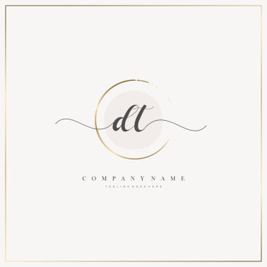 DT İlk Mektup el yazısı logosu şablon vektörü, güzellik logosu, kozmetik, düğün, moda ve iş dünyası