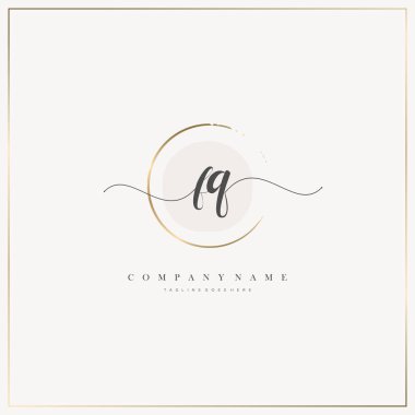 FQ İlk Mektup el yazısı logosu şablon vektörü, güzellik logosu, kozmetik, düğün, moda ve iş dünyası