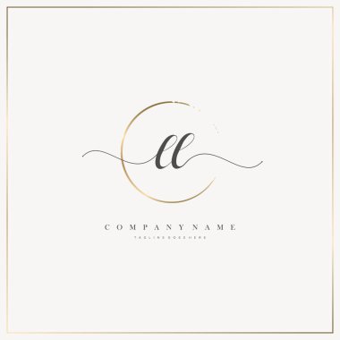 LL Başlangıç Mektubu el yazısı logosu şablon vektörü, güzellik logosu, kozmetik, düğün, moda ve iş dünyası
