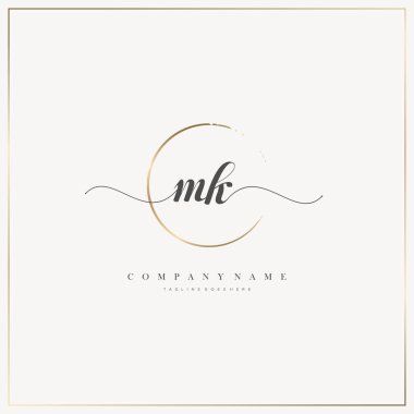 Mk İlk Mektup el yazısı logosu şablon vektörü, güzellik logosu, kozmetik, düğün, moda ve iş dünyası