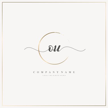 Ou İlk Mektup el yazısı logosu şablon vektörü, güzellik logosu, kozmetik, düğün, moda ve iş dünyası