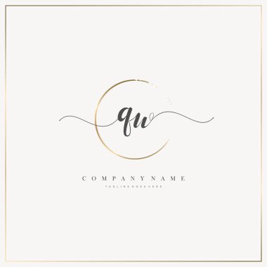 Qw İlk Mektup el yazısı logosu şablon vektörü, güzellik logosu, kozmetik, düğün, moda ve iş dünyası