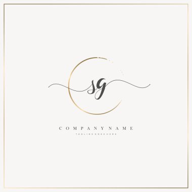 SG İlk Mektup el yazısı logosu şablon vektörü, güzellik logosu, kozmetik, düğün, moda ve iş dünyası