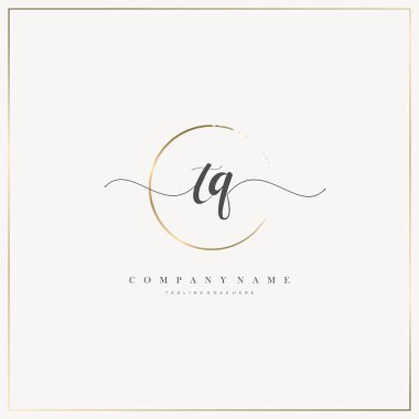 TQ İlk Mektup el yazısı logosu şablon vektörü, güzellik logosu, kozmetik, düğün, moda ve iş dünyası