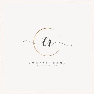 TR İlk Mektup el yazısı logosu şablon vektörü, güzellik logosu, kozmetik, düğün, moda ve iş dünyası