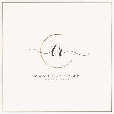 TR Initial Letter handwriting logo hand drawn template vector, logo for beauty, cosmetics, wedding, fashion and business clipart