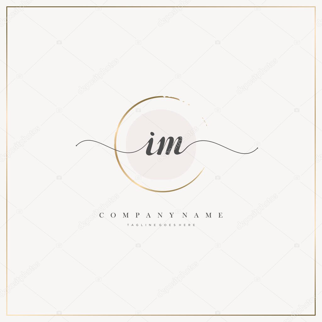 IM Initial Letter handwriting logo hand drawn template vector, logo for beauty, cosmetics, wedding, fashion and business