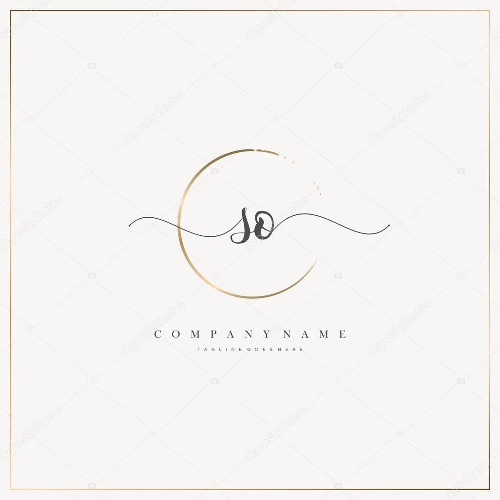 SO Initial Letter handwriting logo hand drawn template vector, logo for beauty, cosmetics, wedding, fashion and business