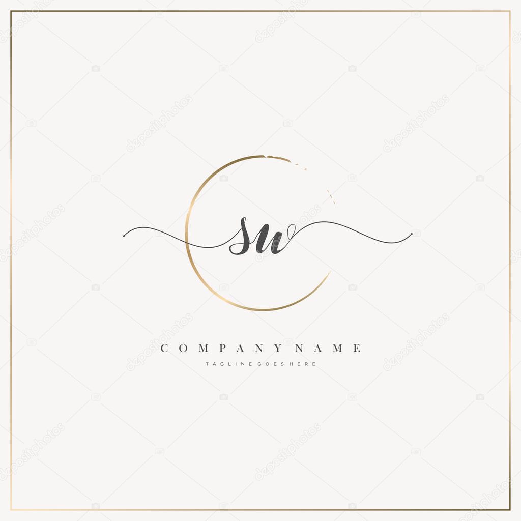 SW Initial Letter handwriting logo hand drawn template vector, logo for beauty, cosmetics, wedding, fashion and business