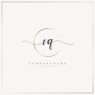 VQ İlk Mektup el yazısı logosu şablon vektörü, güzellik logosu, kozmetik, düğün, moda ve iş dünyası