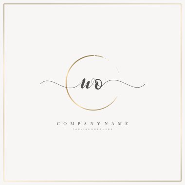 WO İlk Mektup el yazısı logosu şablon vektörü, güzellik logosu, kozmetik, düğün, moda ve iş dünyası