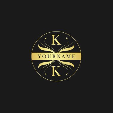 KK Harfi Zarif Lüks ilk logo vektörü