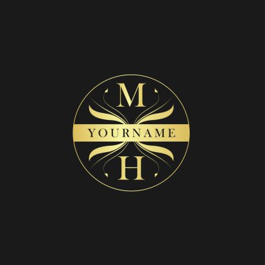 MH Harfi Zarif Lüks ilk logo vektörü