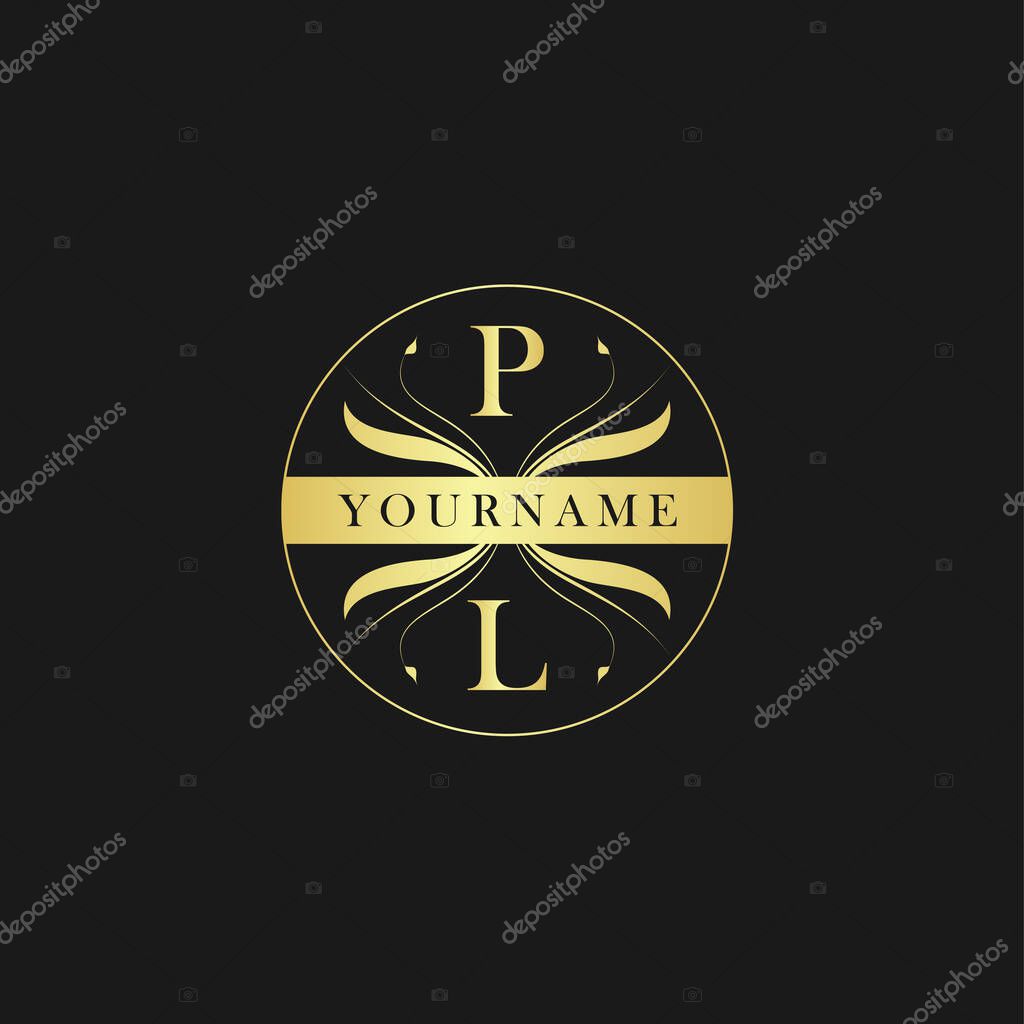 PL Letter Elegant Luxury initial logo vector