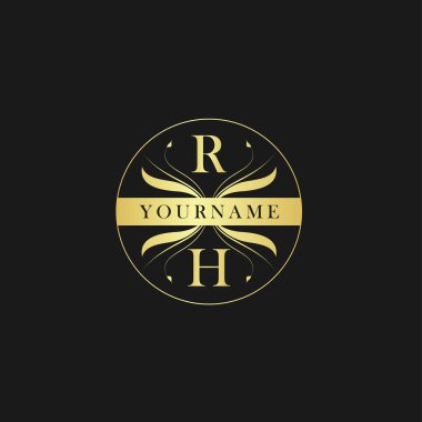 Rh Harfi Zarif Lüks İlk logo vektörü