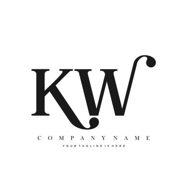 KW İlk Harf Logo Şablonu Tasarımı