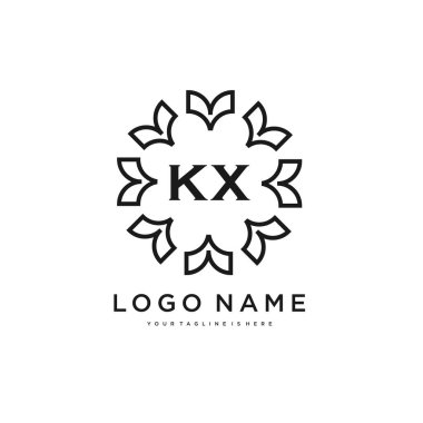 KX İlk güzellik logosu şablonu vektörü, güzellik modası ve iş dünyası için logo diğer