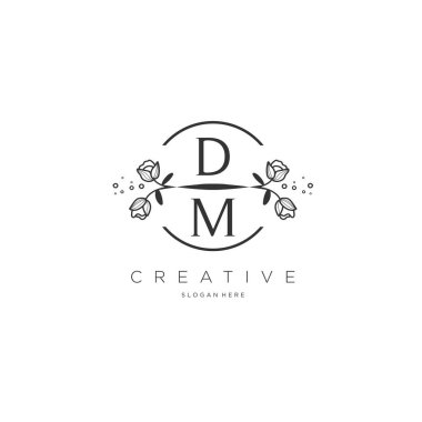 DM Şablon çiçekli ilk logo, iş logosu, moda, kozmetik, güzellik