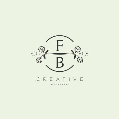 FB Şablon çiçekli ilk logo, iş logosu, moda, kozmetik, güzellik