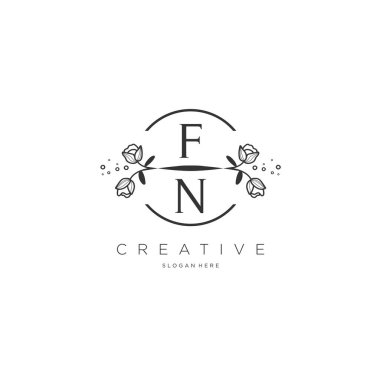 Şablon çiçekli ilk logo, iş logosu, moda, kozmetik, güzellik