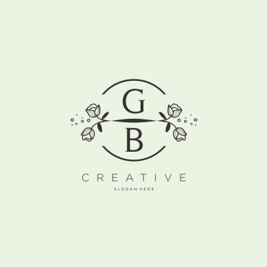GB Şablon çiçekli ilk logo, iş logosu, moda, kozmetik, güzellik
