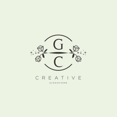 Şablon çiçekli ilk logo, iş, moda, kozmetik, güzellik logosu