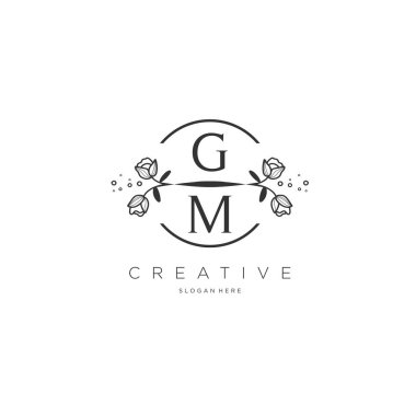 Şablon çiçekli ilk logo, iş için logo, moda, kozmetik, güzellik