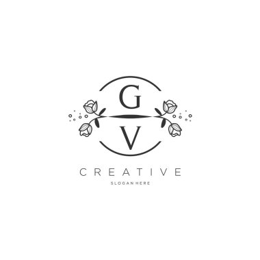 Şablon çiçekli ilk logo, iş için logo, moda, kozmetik, güzellik