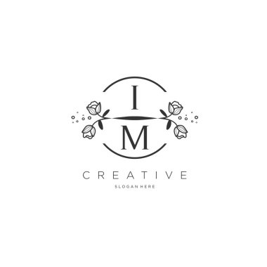 IM Şablon çiçekli ilk logo, iş logosu, moda, kozmetik, güzellik