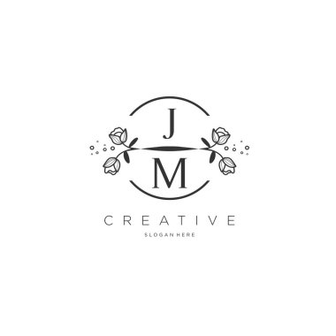 Şablon çiçekli ilk logo, iş için logo, moda, kozmetik, güzellik