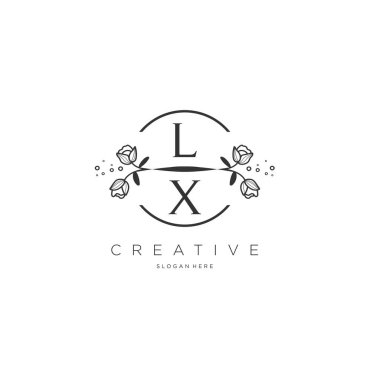 LX Şablon çiçekli ilk logo, iş logosu, moda, kozmetik, güzellik