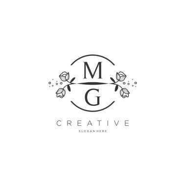 MG Şablon çiçekli ilk logo, iş logosu, moda, kozmetik, güzellik